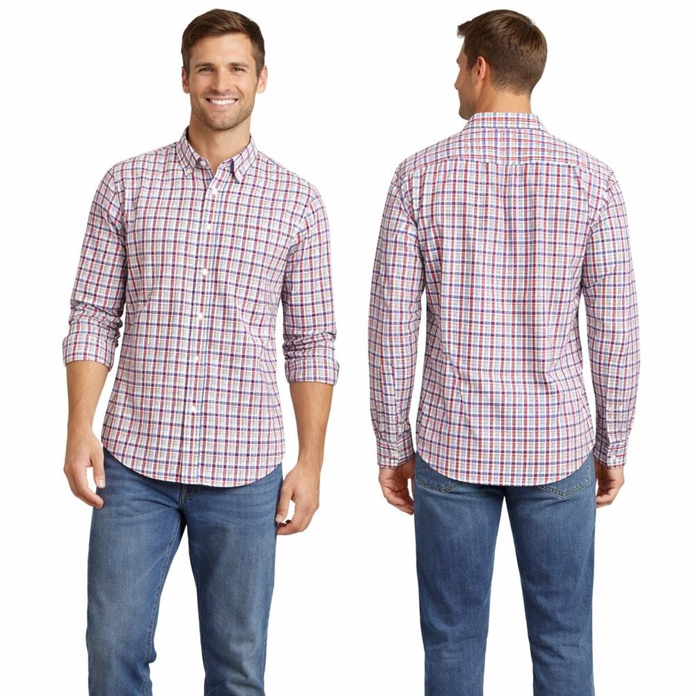 EUC Nordstrom Rack Trim Fit Plaid Button Down Shirt 15.5 32/33